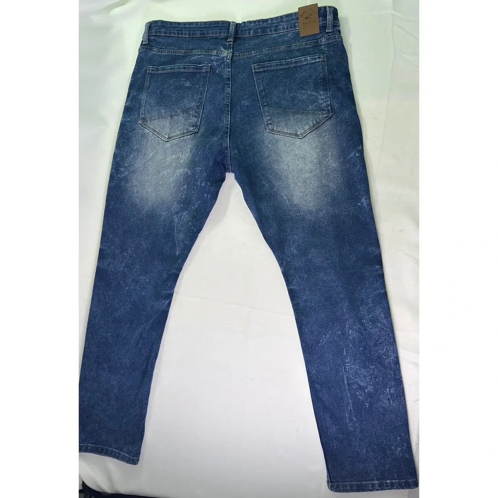 Beverly Hills Polo Club Men's Jeans Blue Acid Wash‎ Whiskered Straight Leg 38x30